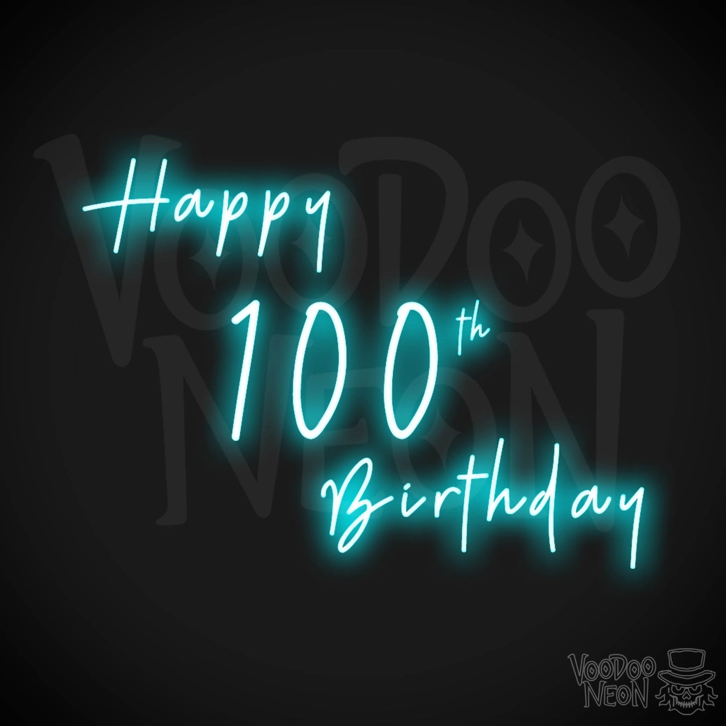 100th Birthday Neon Sign - Neon 100th Birthday Sign - Color Ice Blue