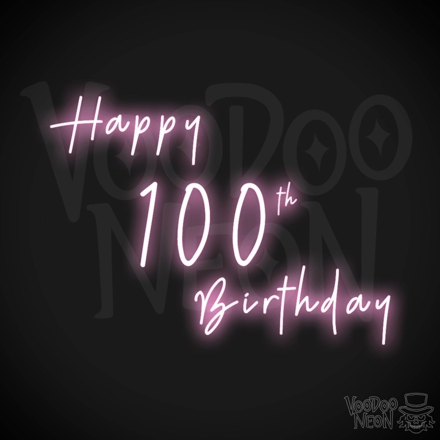 100th Birthday Neon Sign - Neon 100th Birthday Sign - Color Light Pink