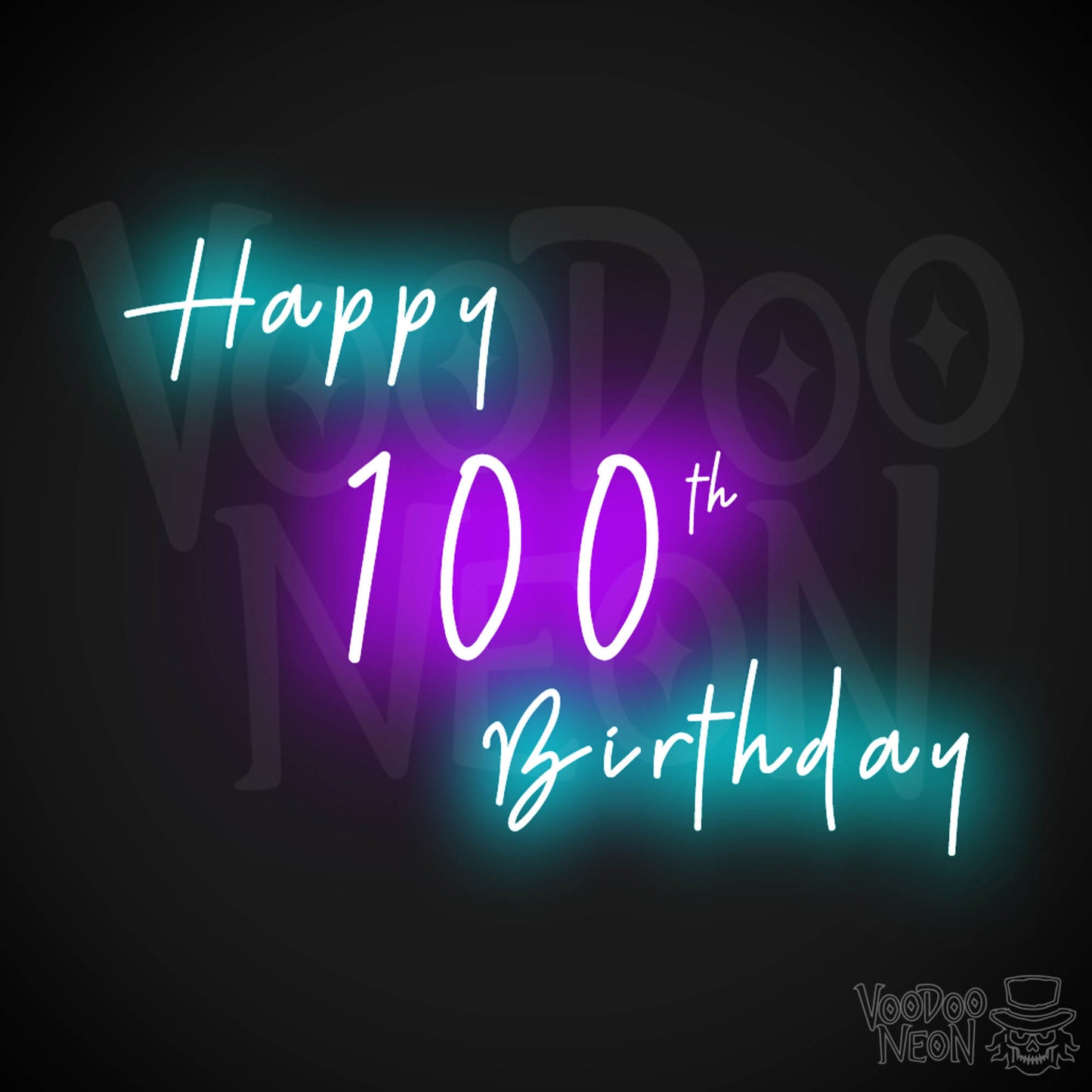 100th Birthday Neon Sign - Neon 100th Birthday Sign - Color Multi-Color