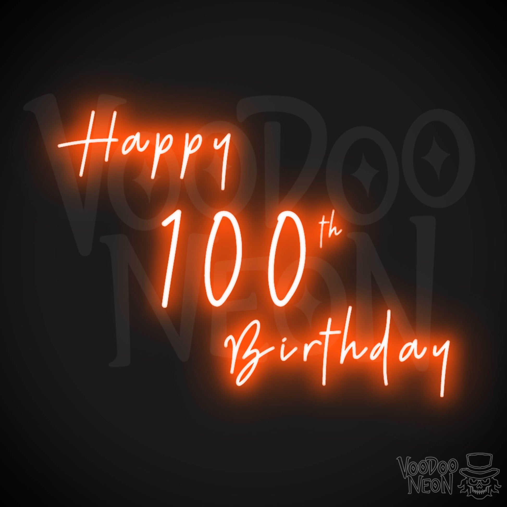 100th Birthday Neon Sign - Neon 100th Birthday Sign - Color Orange