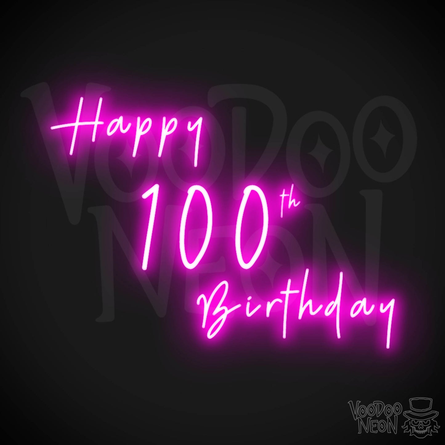 100th Birthday Neon Sign - Neon 100th Birthday Sign - Color Pink