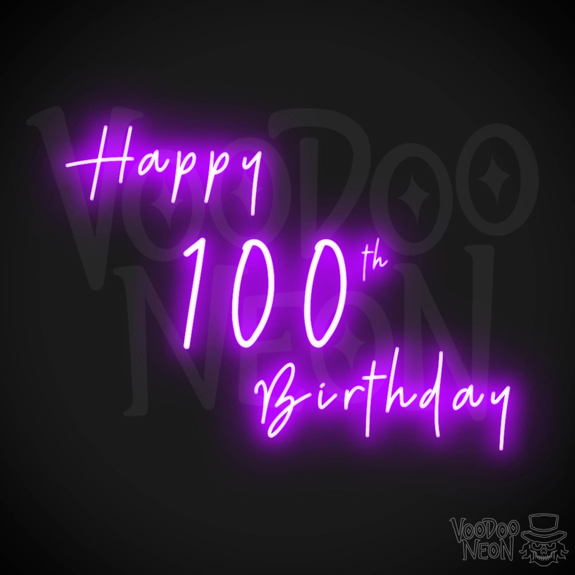 100th Birthday Neon Sign - Neon 100th Birthday Sign - Color Purple