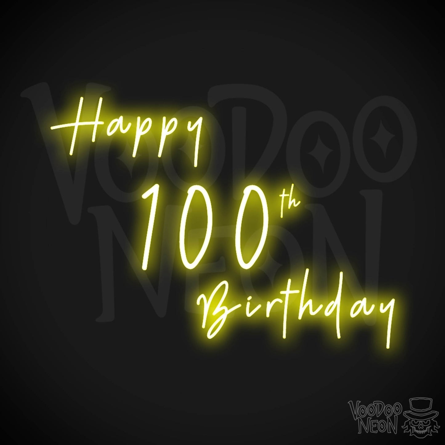 100th Birthday Neon Sign - Neon 100th Birthday Sign - Color Yellow