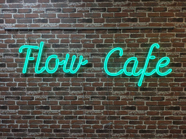 Flow Cafe neon sign