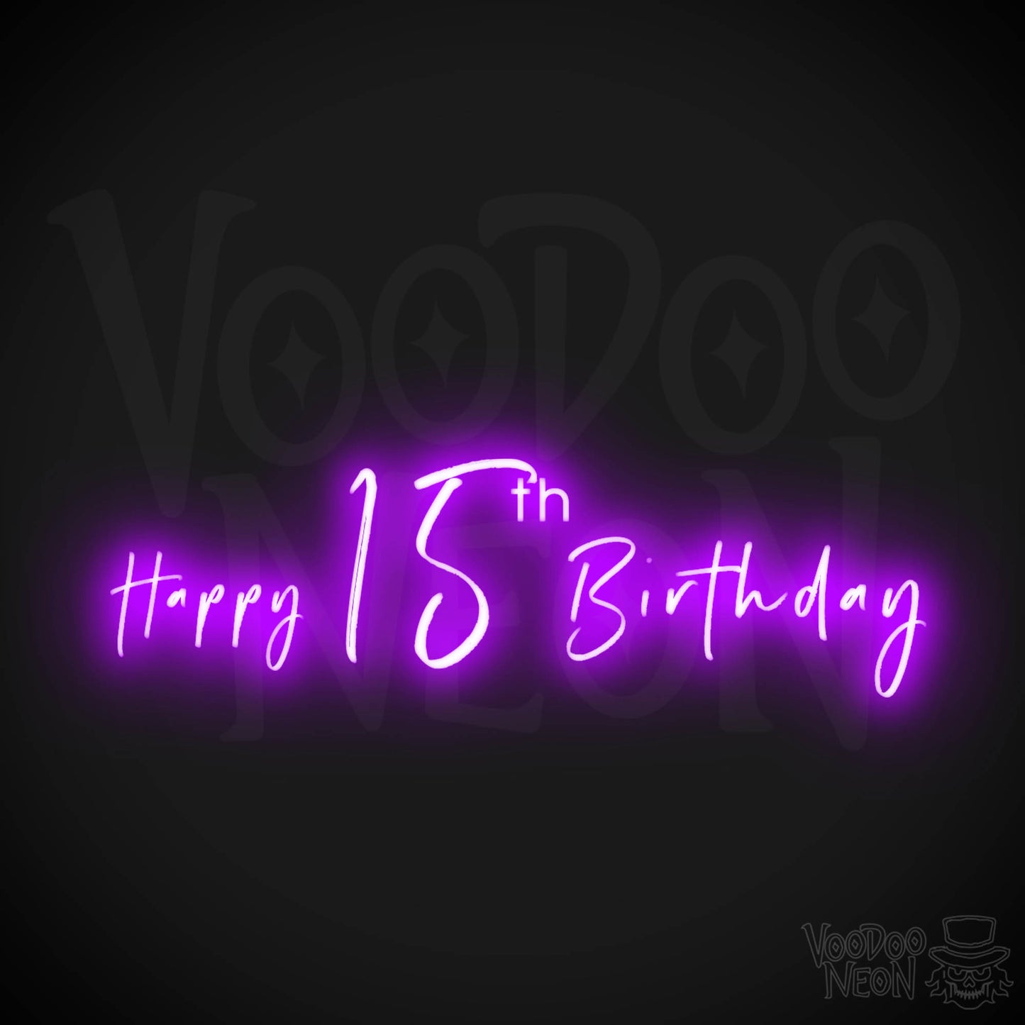 15th Birthday Neon Sign - Neon 15th Birthday Sign - Color Purple