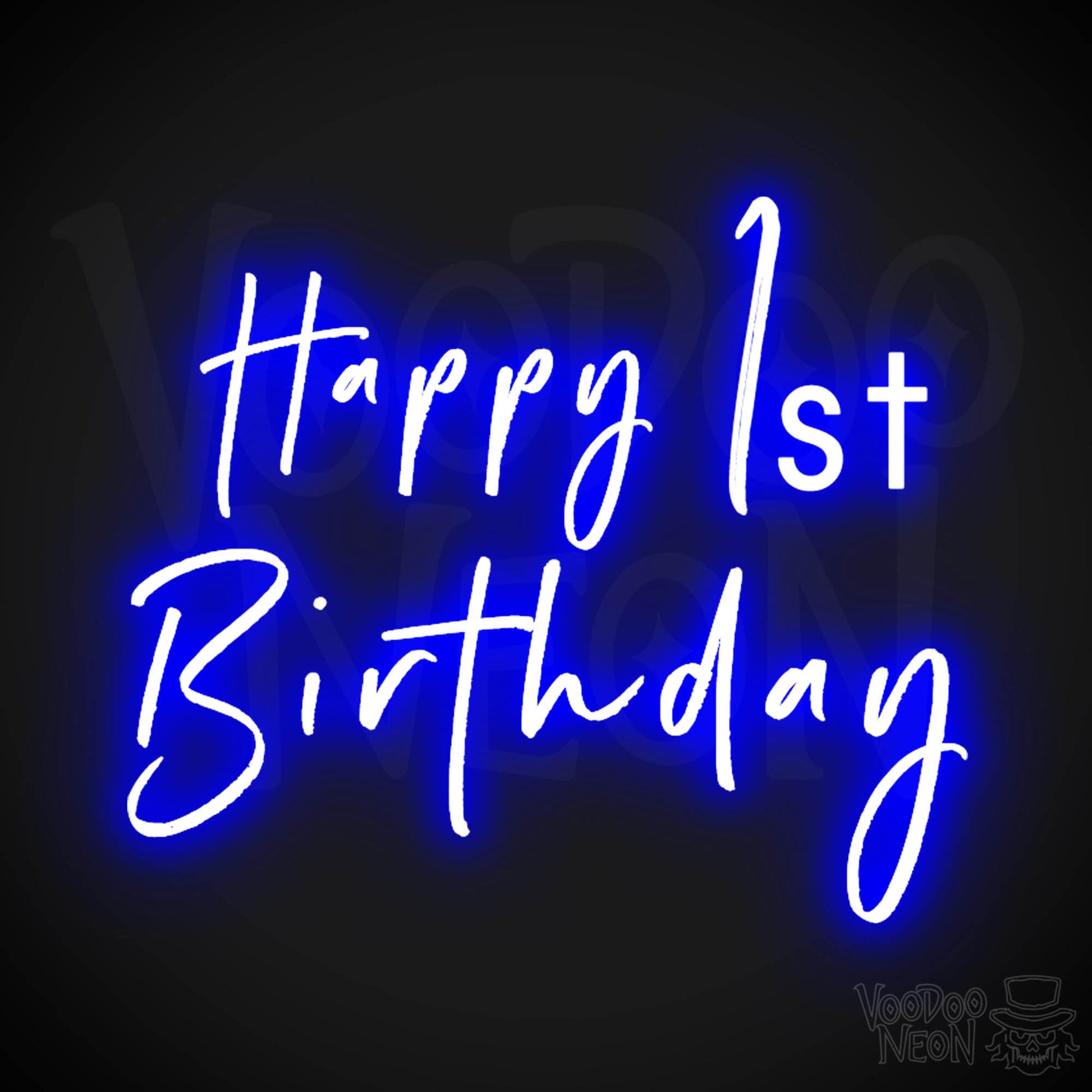 1st Birthday Neon Sign - Neon 1st Birthday Sign - Color Dark Blue