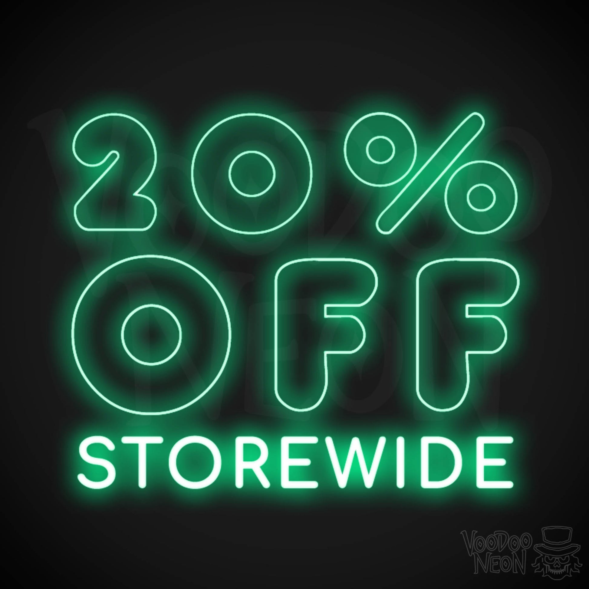 20% Off Storewide Neon Sign - 20% Off Storewide Sign - LED Shop Sign - Color Green