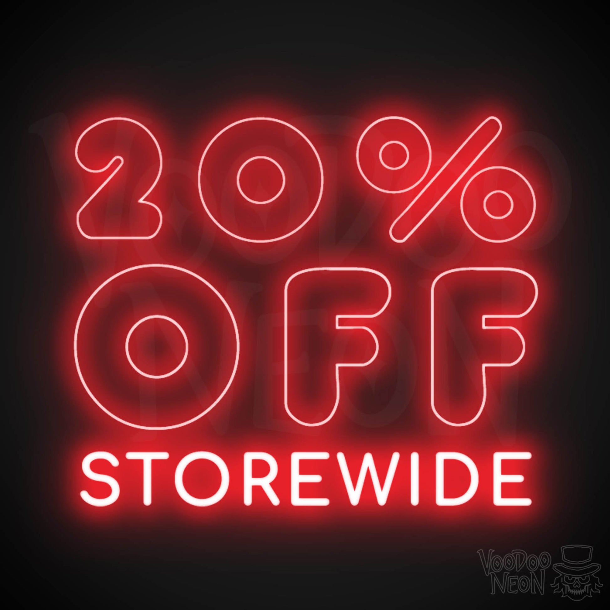 20% Off Storewide Neon Sign - 20% Off Storewide Sign - LED Shop Sign - Color Red