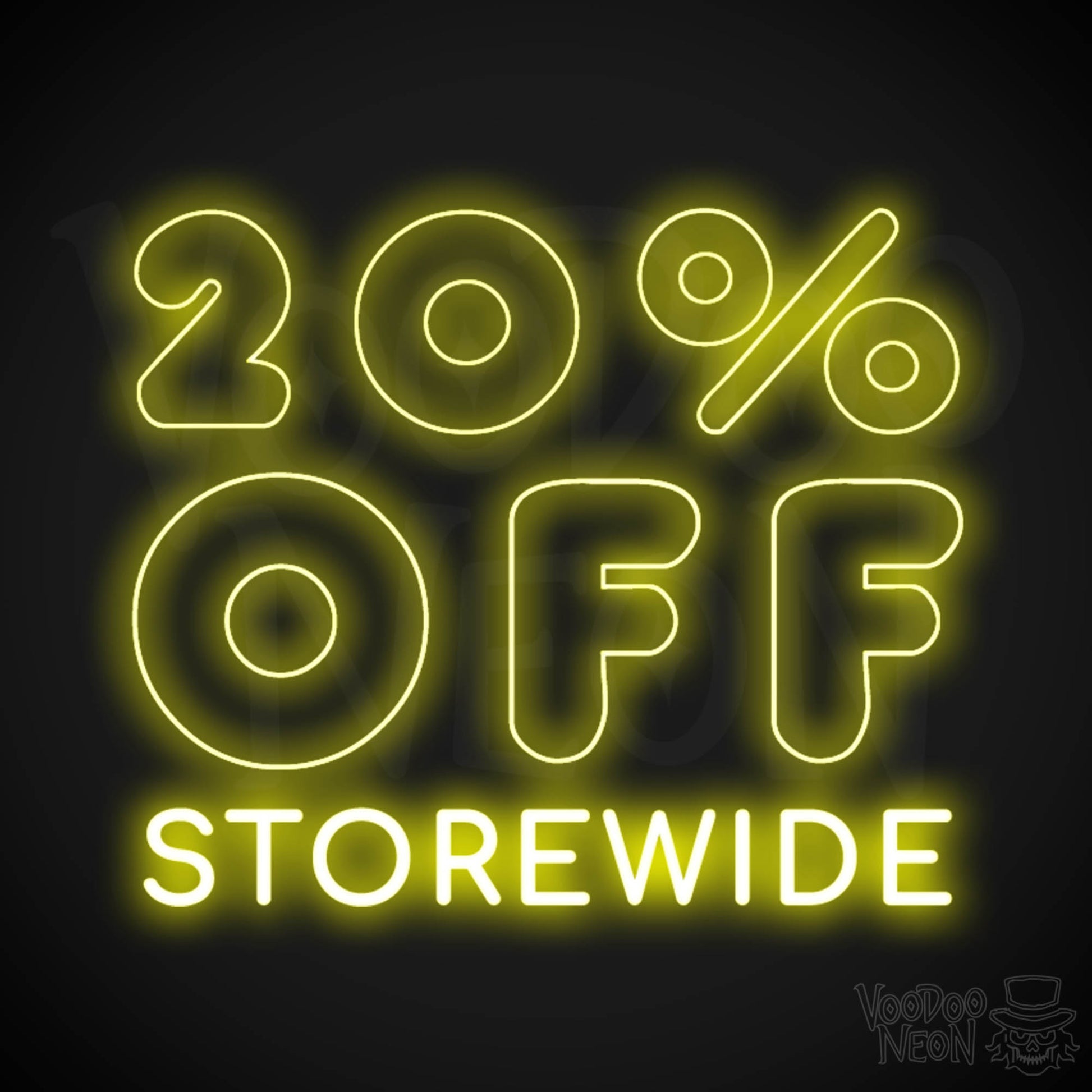 20% Off Storewide Neon Sign - 20% Off Storewide Sign - LED Shop Sign - Color Yellow