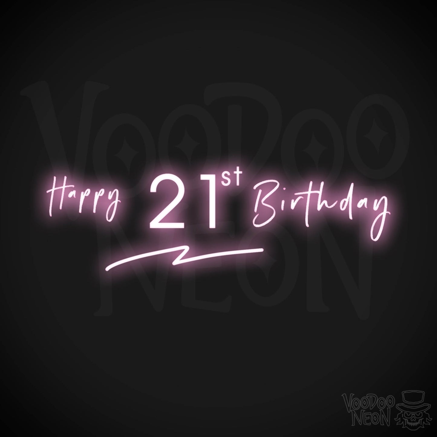 21st Birthday Neon Sign - Neon 21st Birthday Sign - Color Light Pink
