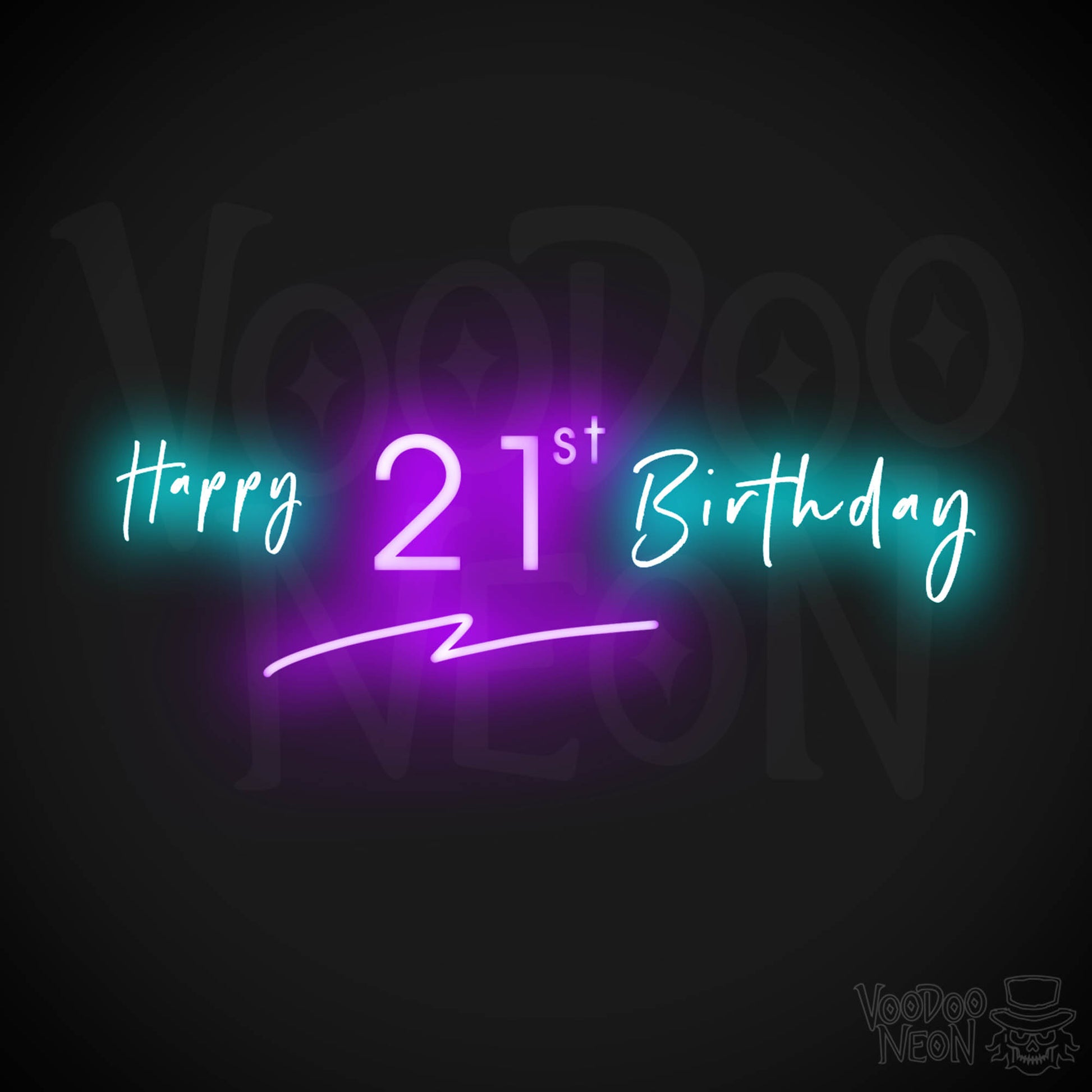 21st Birthday Neon Sign - Neon 21st Birthday Sign - Color Multi-Color