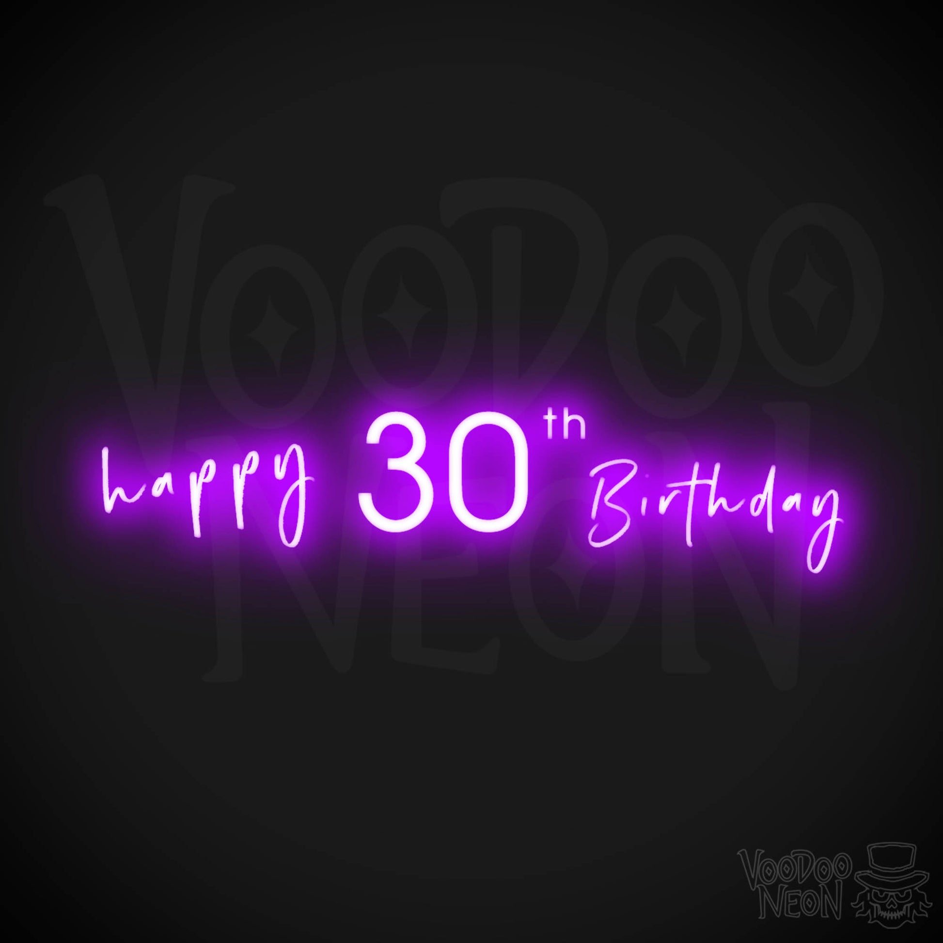 30th Birthday Neon Sign - Neon 30th Birthday Sign - Color Purple