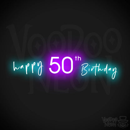 50th Birthday Neon Sign - Neon 50th Birthday Sign - Color Multi-Color