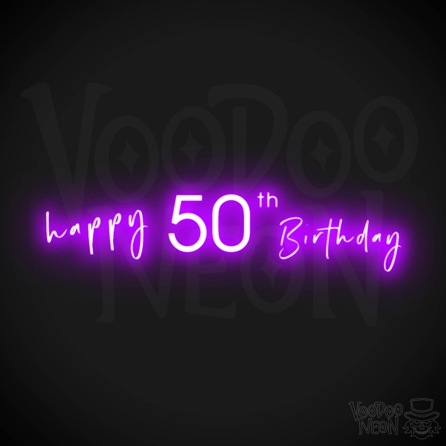 50th Birthday Neon Sign - Neon 50th Birthday Sign - Color Purple