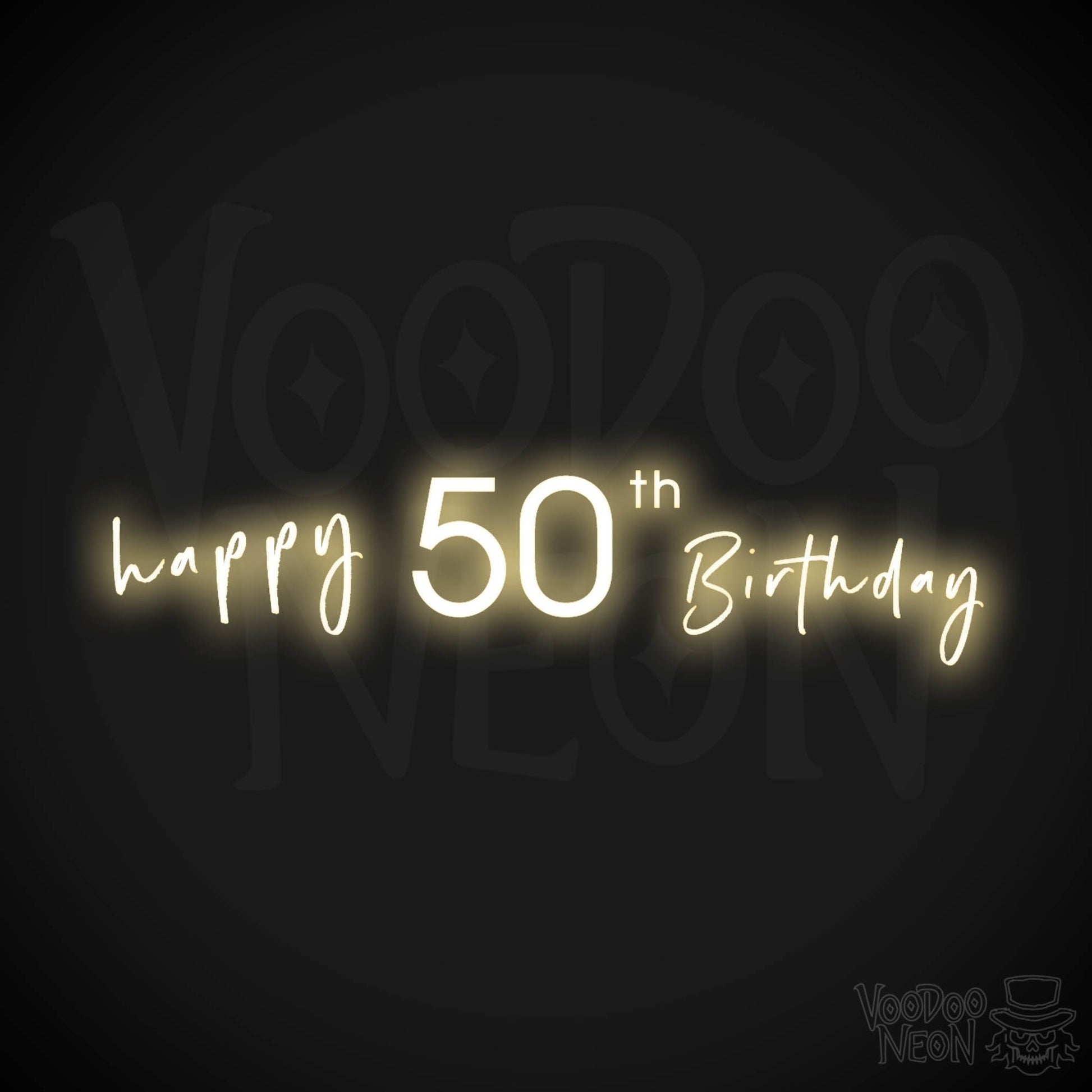 50th Birthday Neon Sign - Neon 50th Birthday Sign - Color Warm White