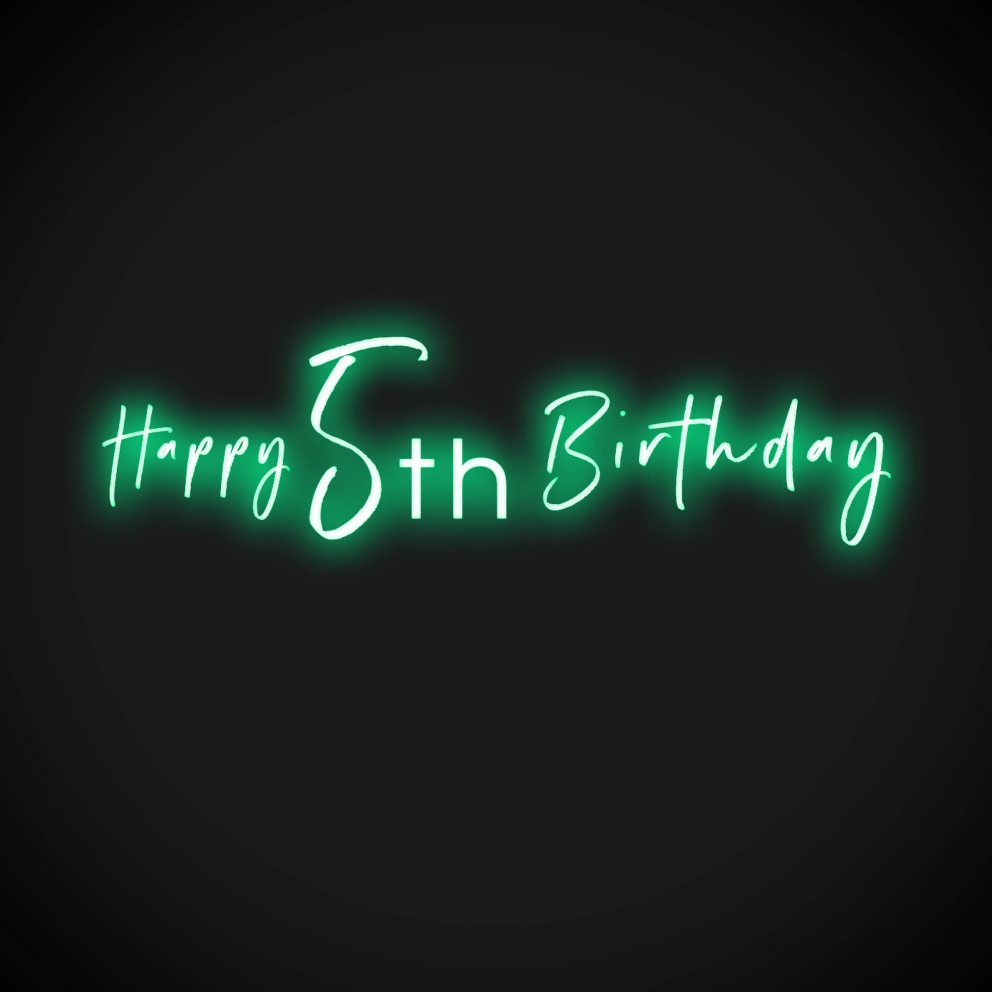 5th Birthday Neon Sign - Neon 5th Birthday Sign - Color Green