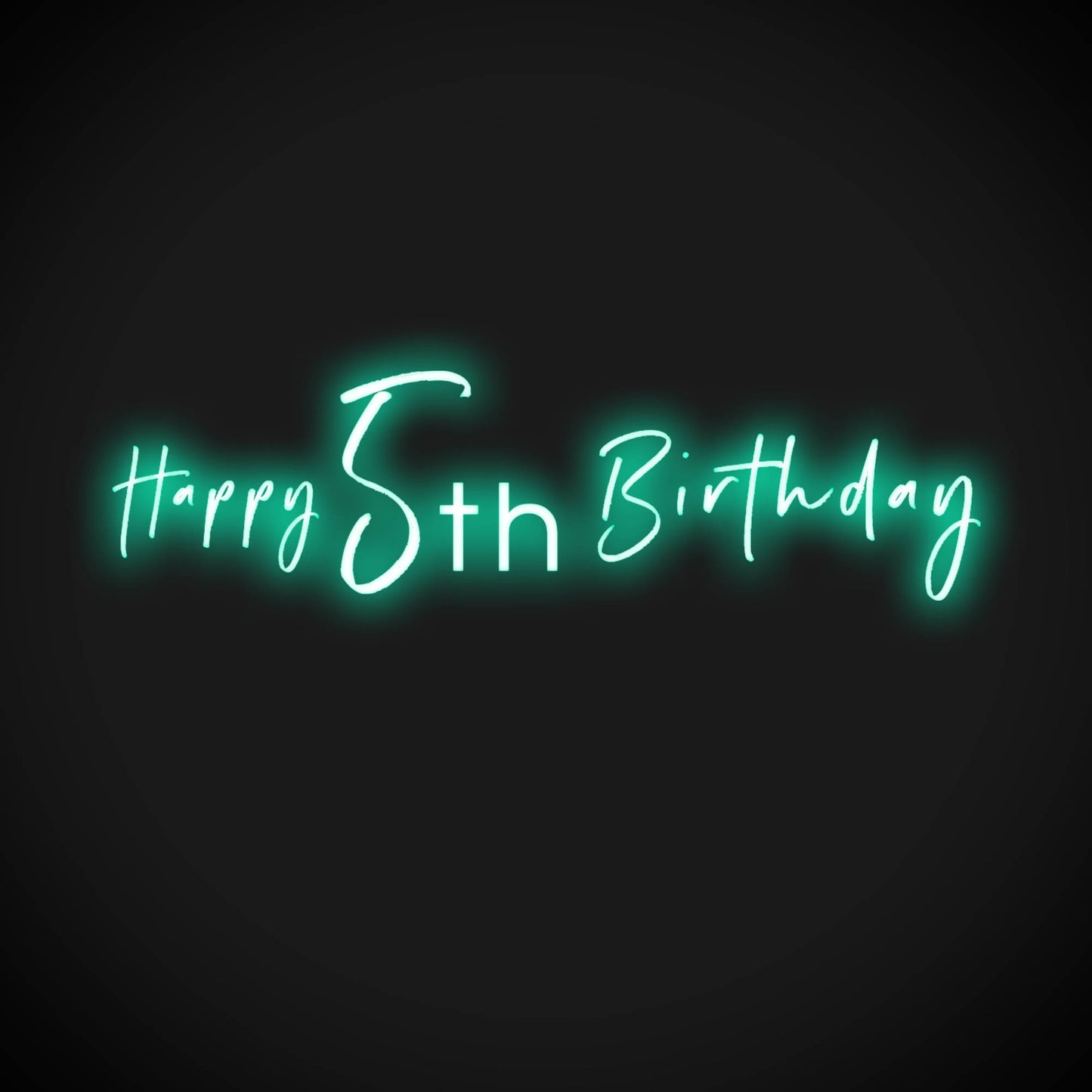 5th Birthday Neon Sign - Neon 5th Birthday Sign - Color Light Green