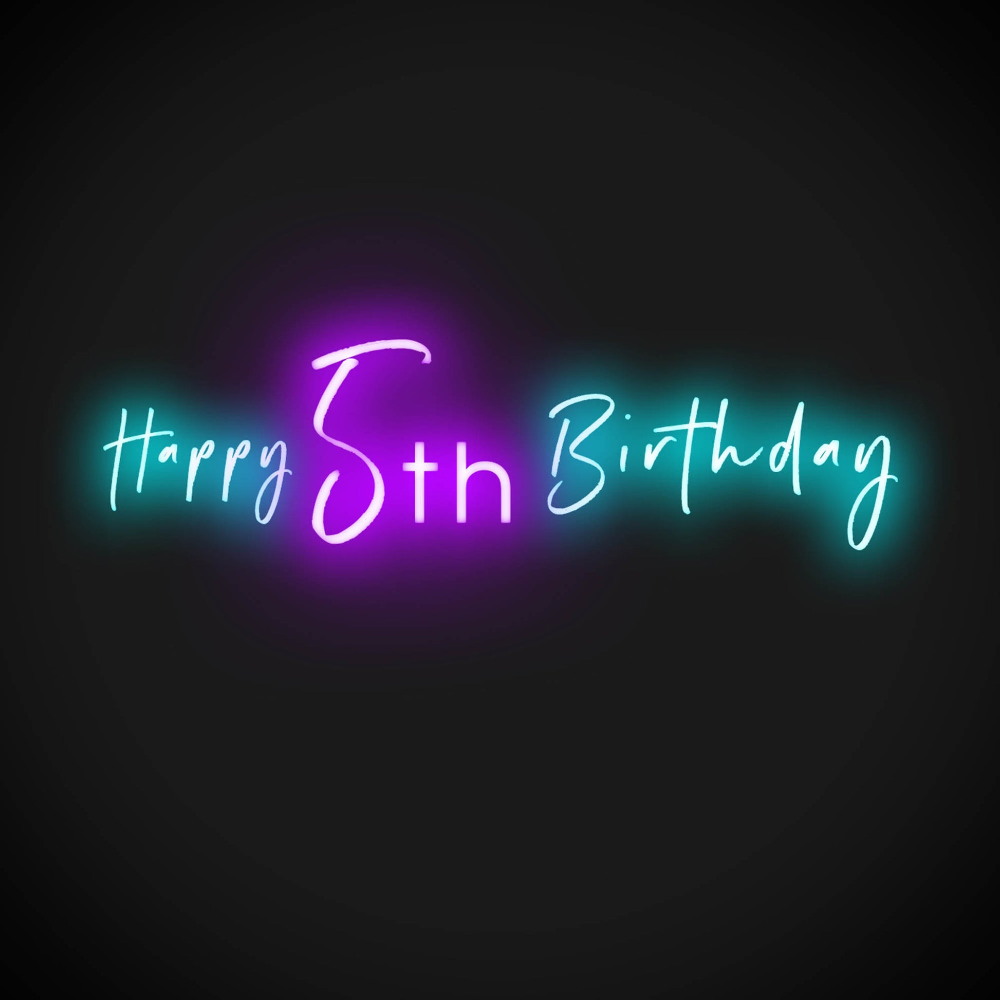 5th Birthday Neon Sign - Neon 5th Birthday Sign - Color Multi-Color