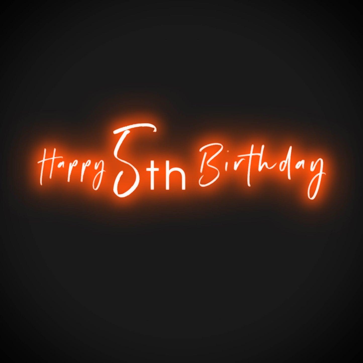 5th Birthday Neon Sign - Neon 5th Birthday Sign - Color Orange