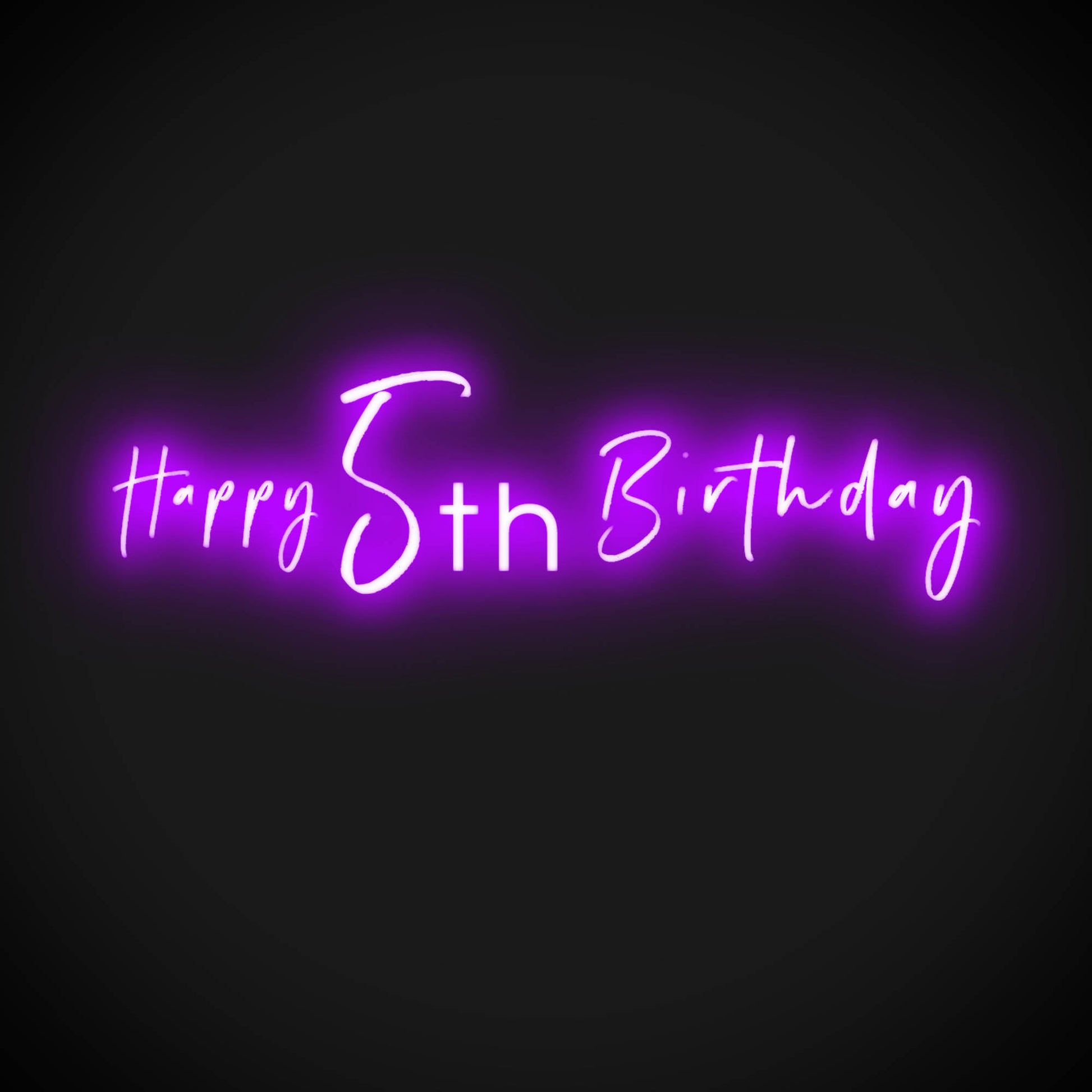 5th Birthday Neon Sign - Neon 5th Birthday Sign - Color Purple