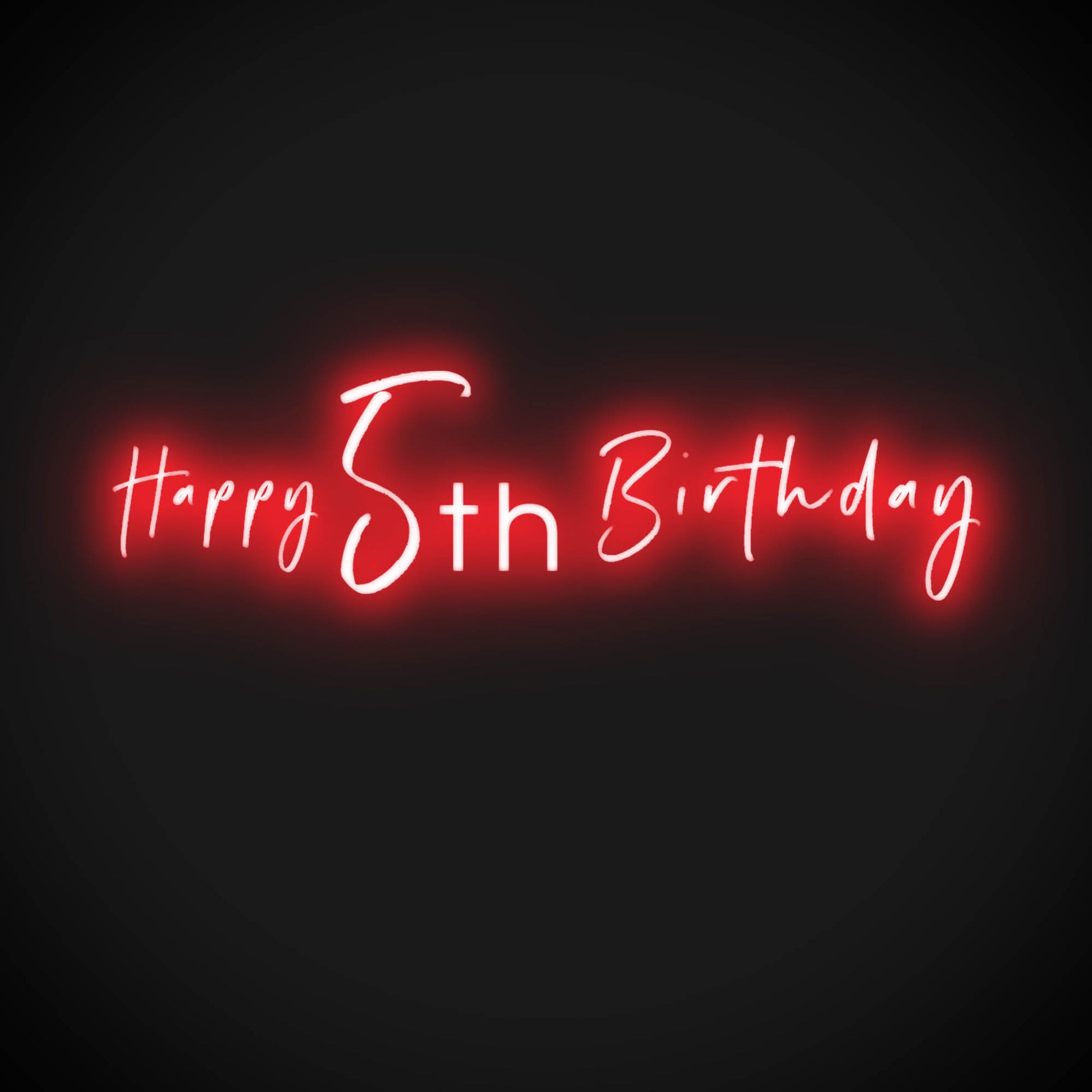 5th Birthday Neon Sign - Neon 5th Birthday Sign - Color Red