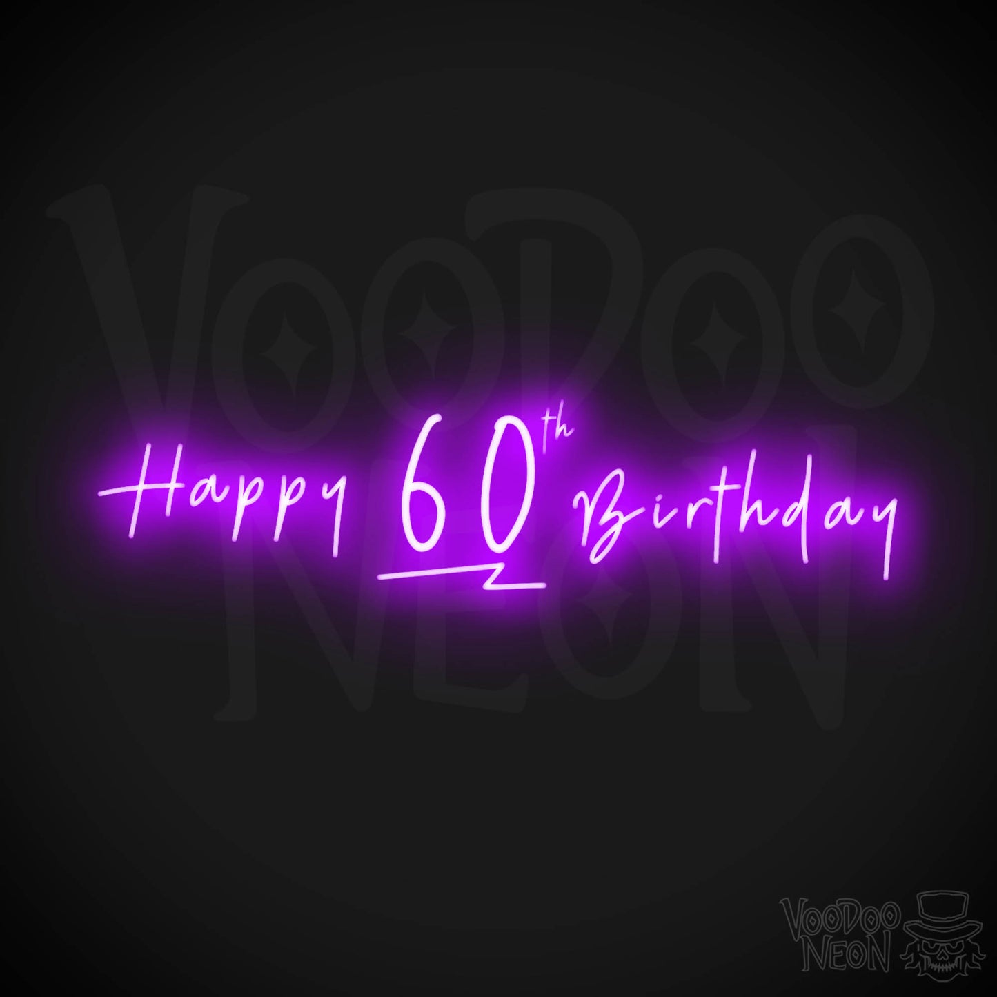 60th Birthday Neon Sign - Neon 60th Birthday Sign - Color Purple