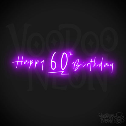 60th Birthday Neon Sign - Neon 60th Birthday Sign - Color Purple