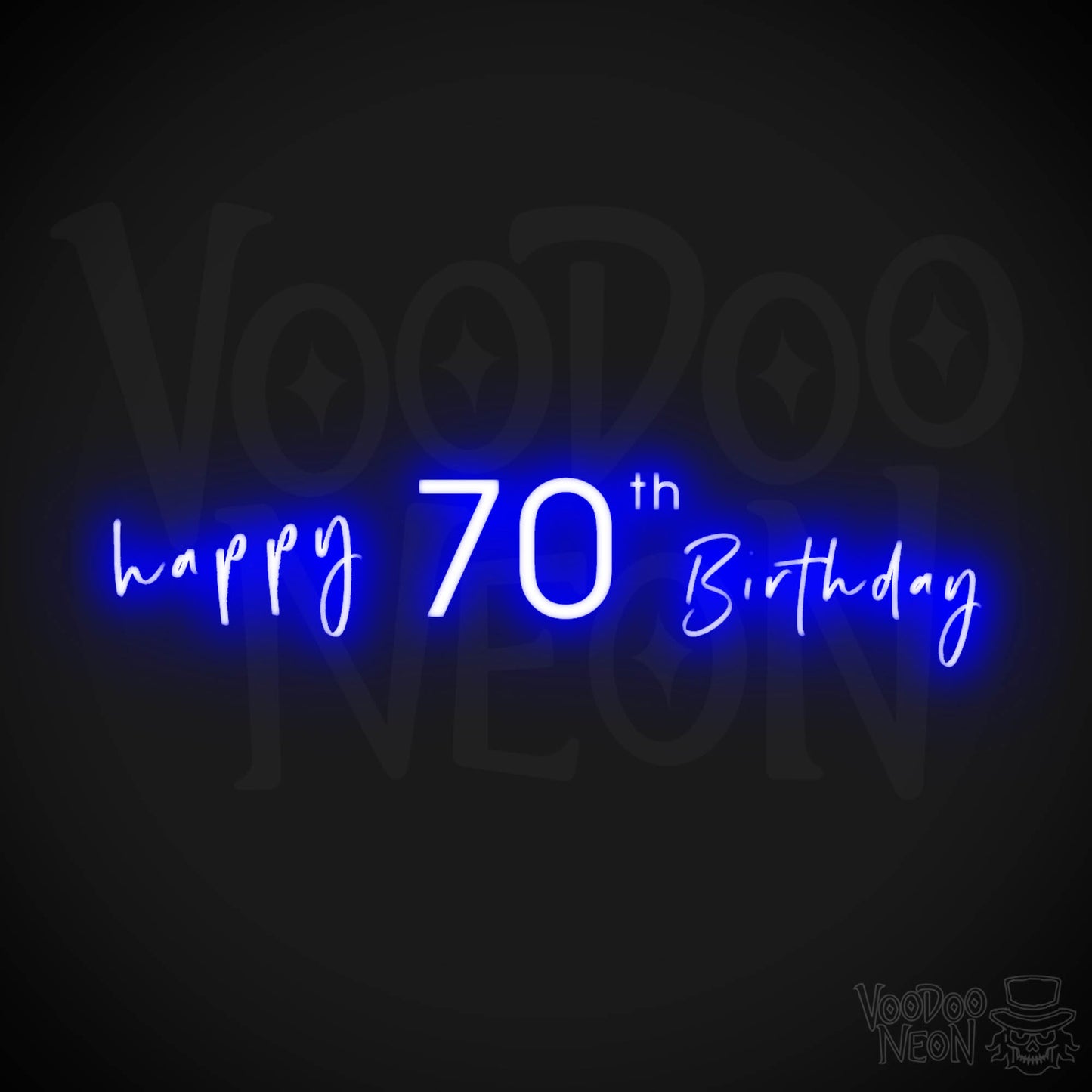 70th Birthday Neon Sign - Neon 70th Birthday Sign - Color Dark Blue