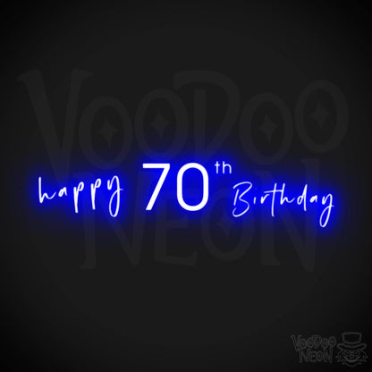 70th Birthday Neon Sign - Neon 70th Birthday Sign - Color Dark Blue