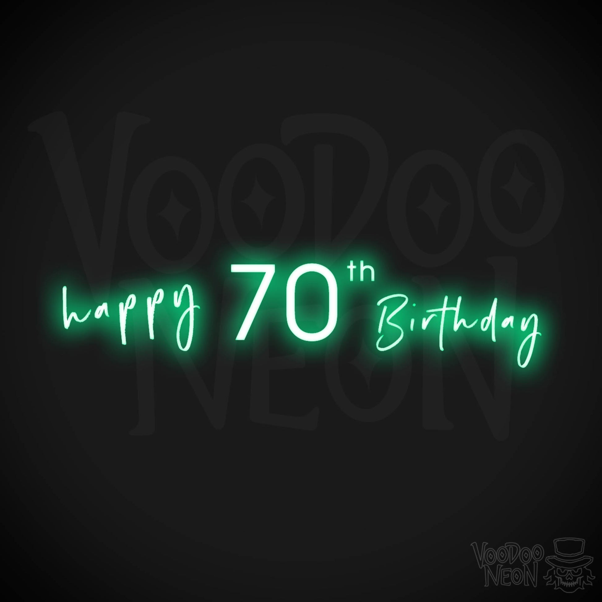 70th Birthday Neon Sign - Neon 70th Birthday Sign - Color Green
