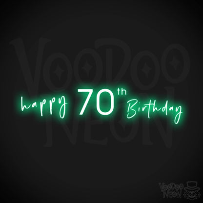 70th Birthday Neon Sign - Neon 70th Birthday Sign - Color Green
