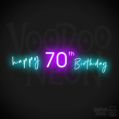 70th Birthday Neon Sign - Neon 70th Birthday Sign - Color Multi-Color