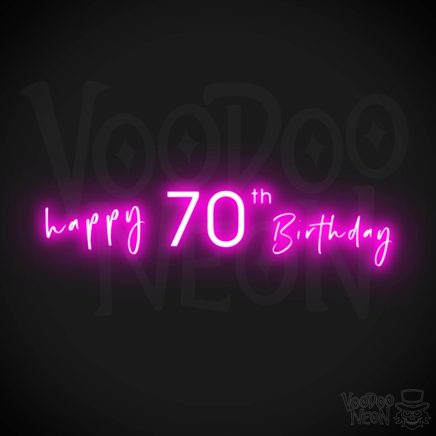 70th Birthday Neon Sign - Neon 70th Birthday Sign - Color Pink