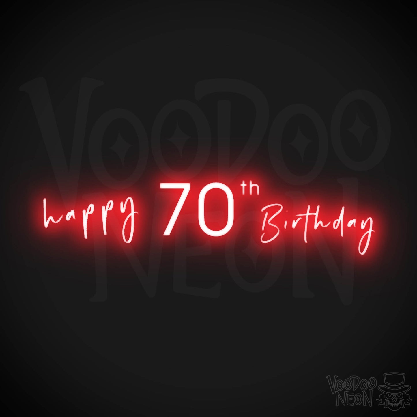 70th Birthday Neon Sign - Neon 70th Birthday Sign - Color Red