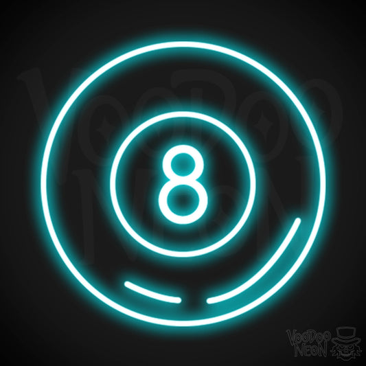 Magic 8 Ball Neon Sign - Neon Magic 8 Ball Sign - Wall Art - Color Ice Blue