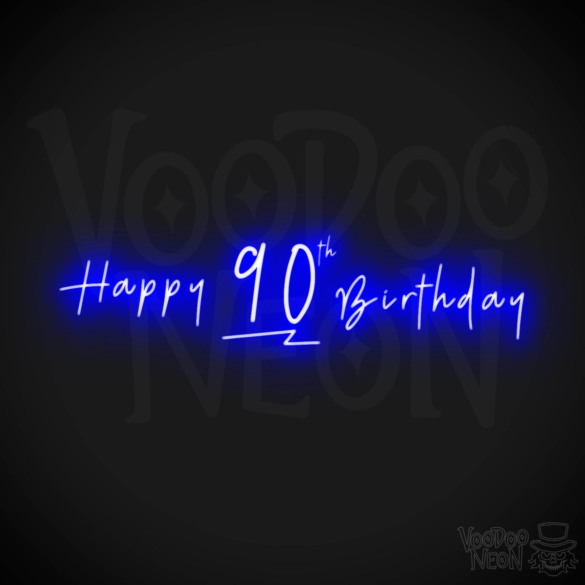 90th Birthday Neon Sign - Neon 90th Birthday Sign - Color Dark Blue