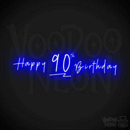 90th Birthday Neon Sign - Neon 90th Birthday Sign - Color Dark Blue