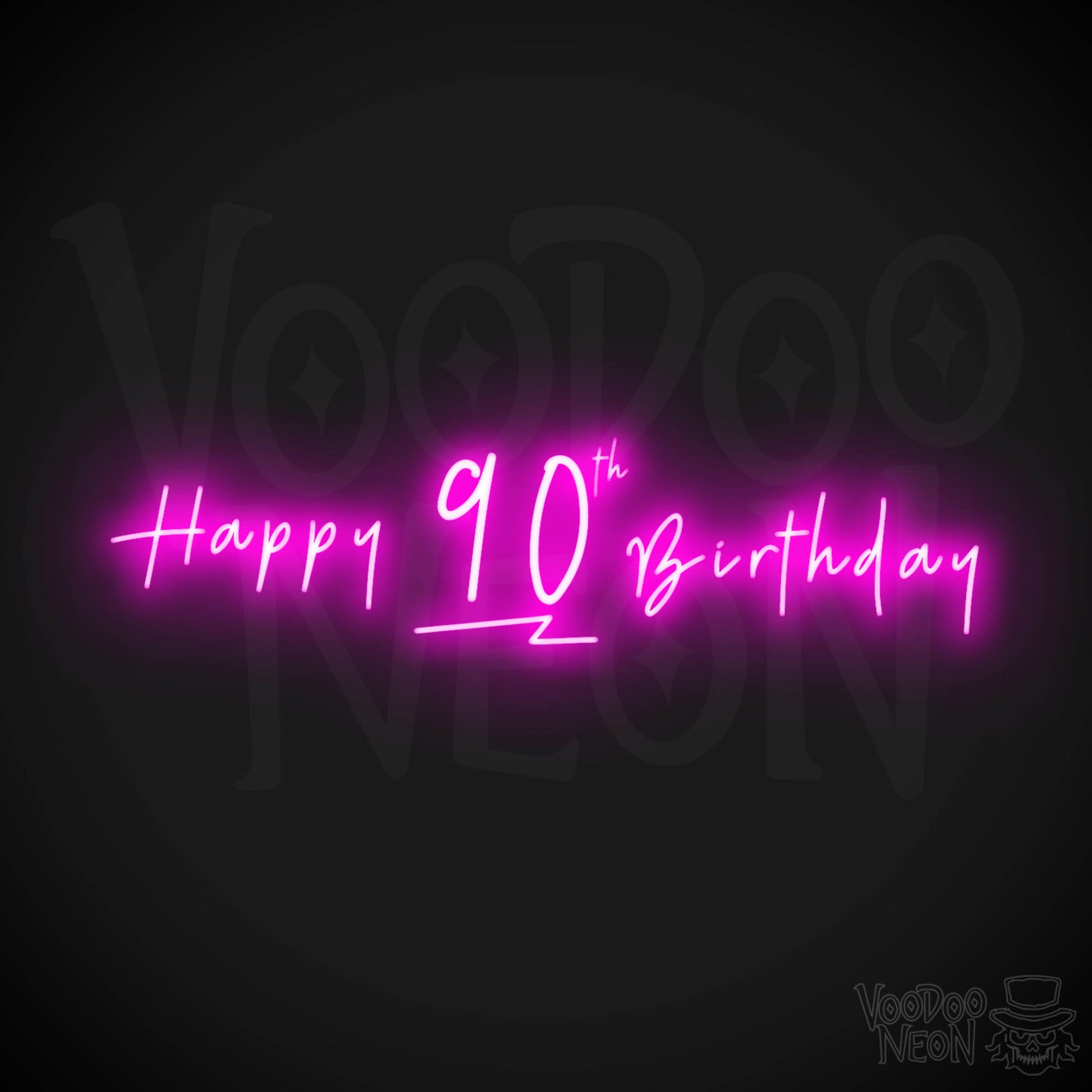 90th Birthday Neon Sign - Neon 90th Birthday Sign - Color Pink