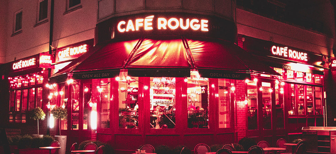 Neon signs for cafe banner - Cafe restaurant in red - hero image