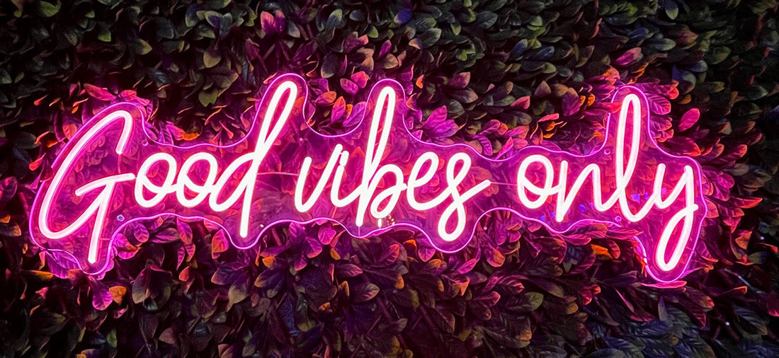 Good vibes only neon sign hero image - banner for office neon signs page