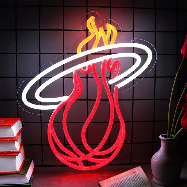 Basketball on fire LED sign
