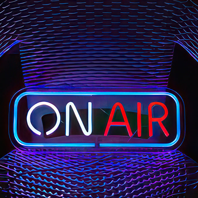 On Air neon sign for use in podcasts