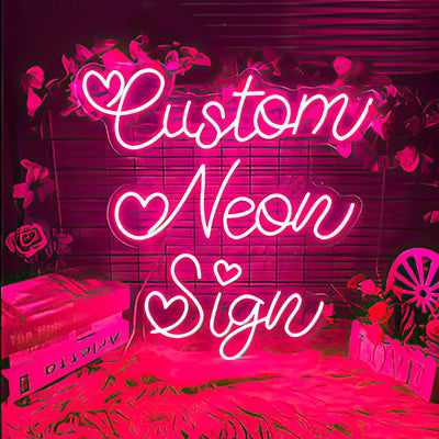 Custom LED light signs - surrounded by love hearts