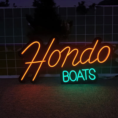 Neon logo sign for Hondo Boats