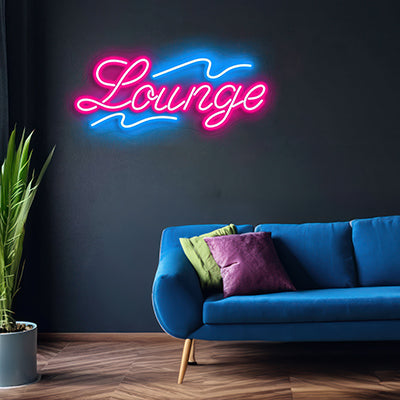 Lounge lit up in LED lights for a modern decor lounge