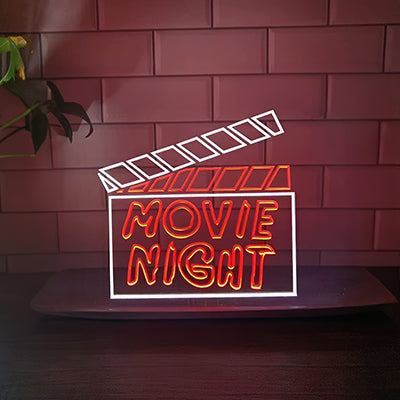 Movie night clamp board LED sign as an example of a neon sign for a lounge