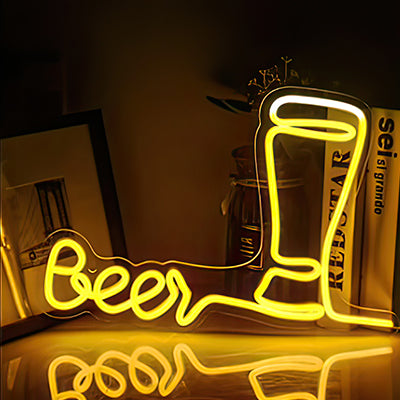 Beer glass and word Beer room light