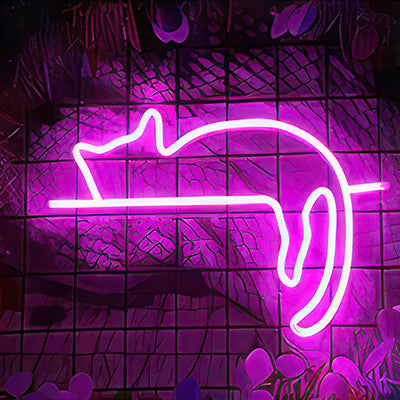 A cat sleeping LED neon sign in pink lights for bedroom