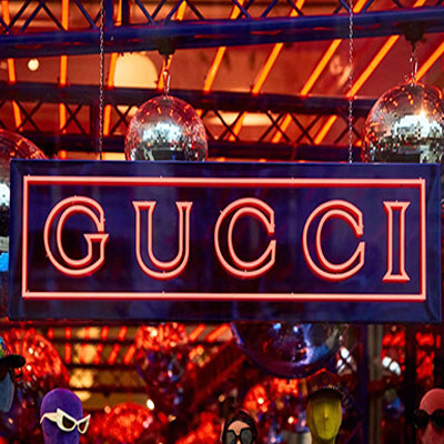 Gucci neon LED sign in shop window