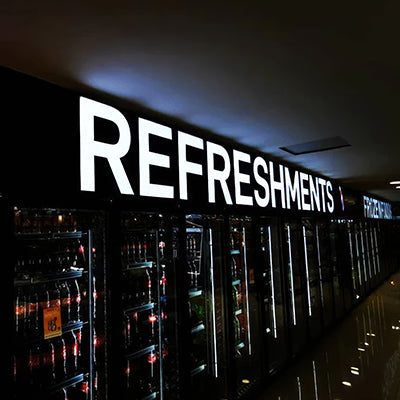 Refreshments example channel letter sign idea